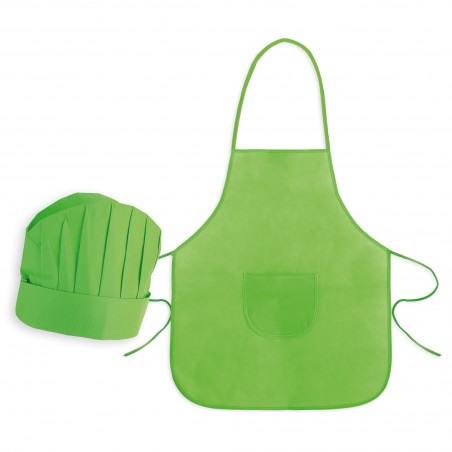 Conjunto de avental infantil e chapéu