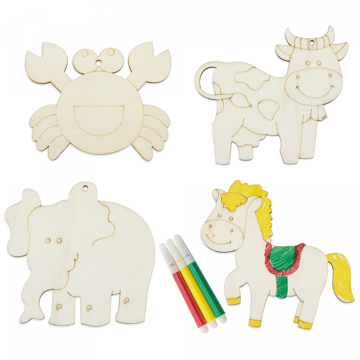 Figuras de madeira infantis para pintar