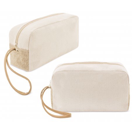 Necessaire de Algodão e Juta com Alça de Polipropileno Detalhe Ecológico e Elegante para Convidados