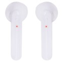Fone de ouvido bluetooth branco apresentado na caixa