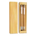 Conjunto de caneta e lapiseira de bambu elástico