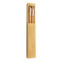 Conjunto de caneta e lapiseira de bambu elástico