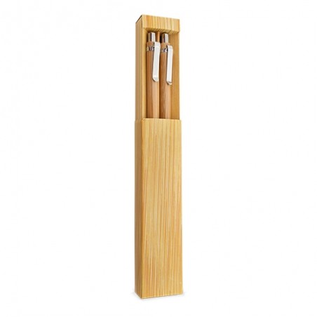 Caneta elástica de bambu e conjunto de lápis