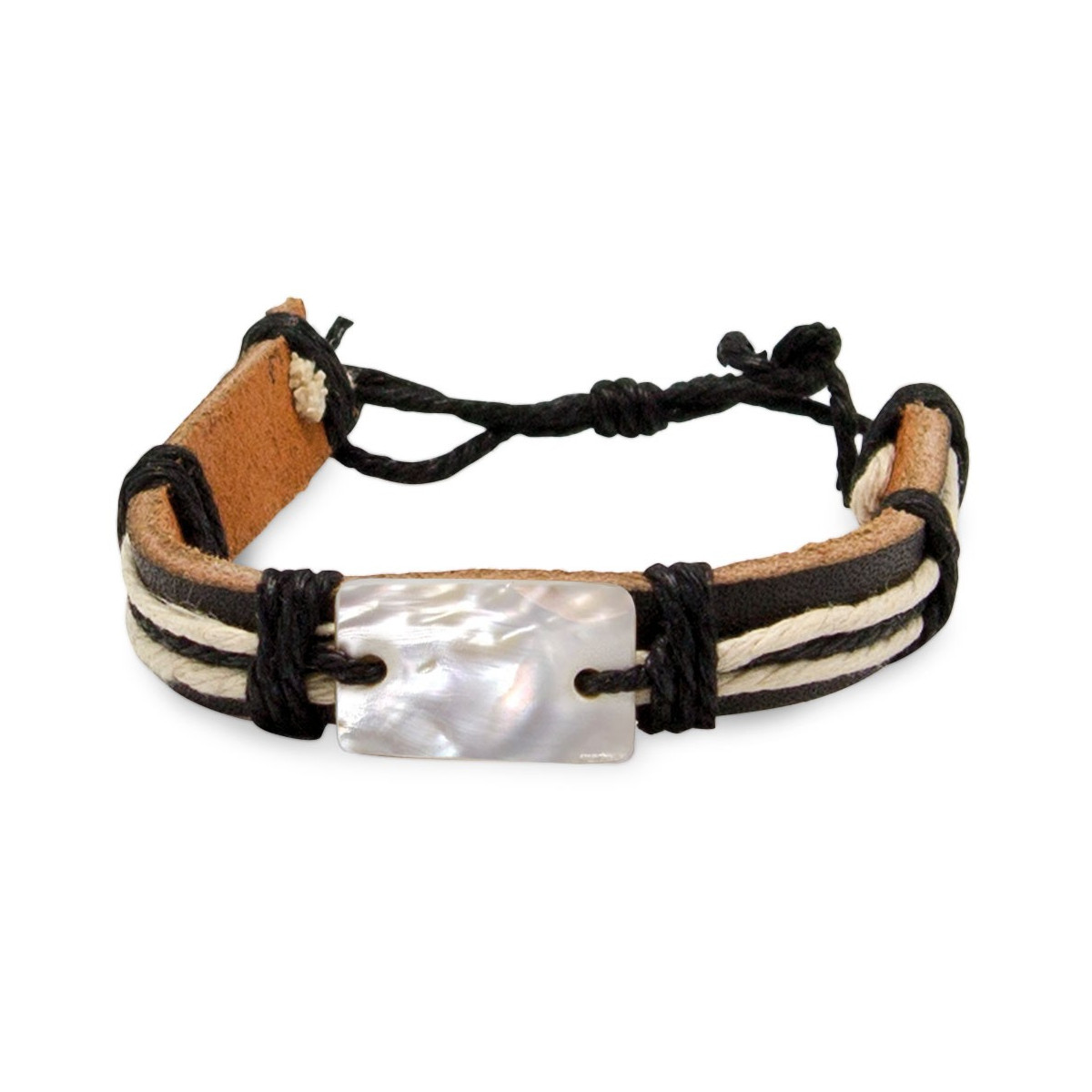 Pulseira de couro nácar