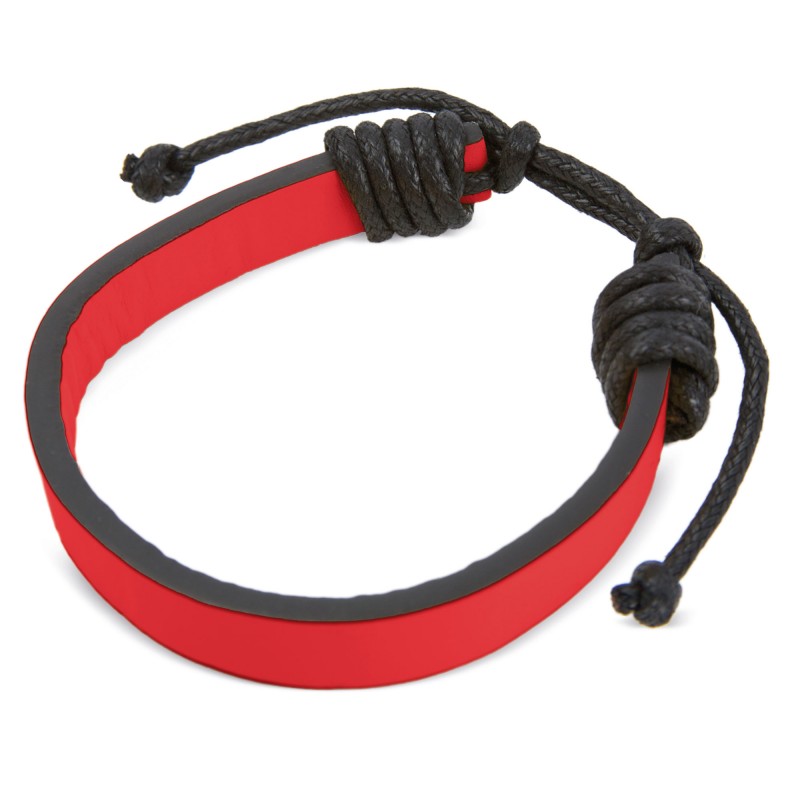 Pulseira de couro vermelho ajustável
