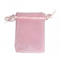 Saca-rolhas personalizado com adesivo em bolsa de organza rosa