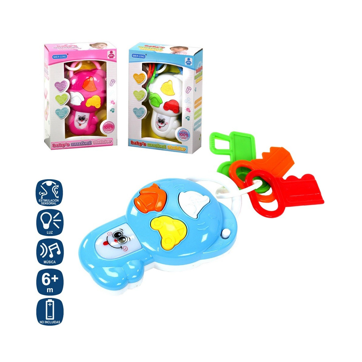 Chaves de brinquedo musicais com luzes Estimulação sensorial para bebês