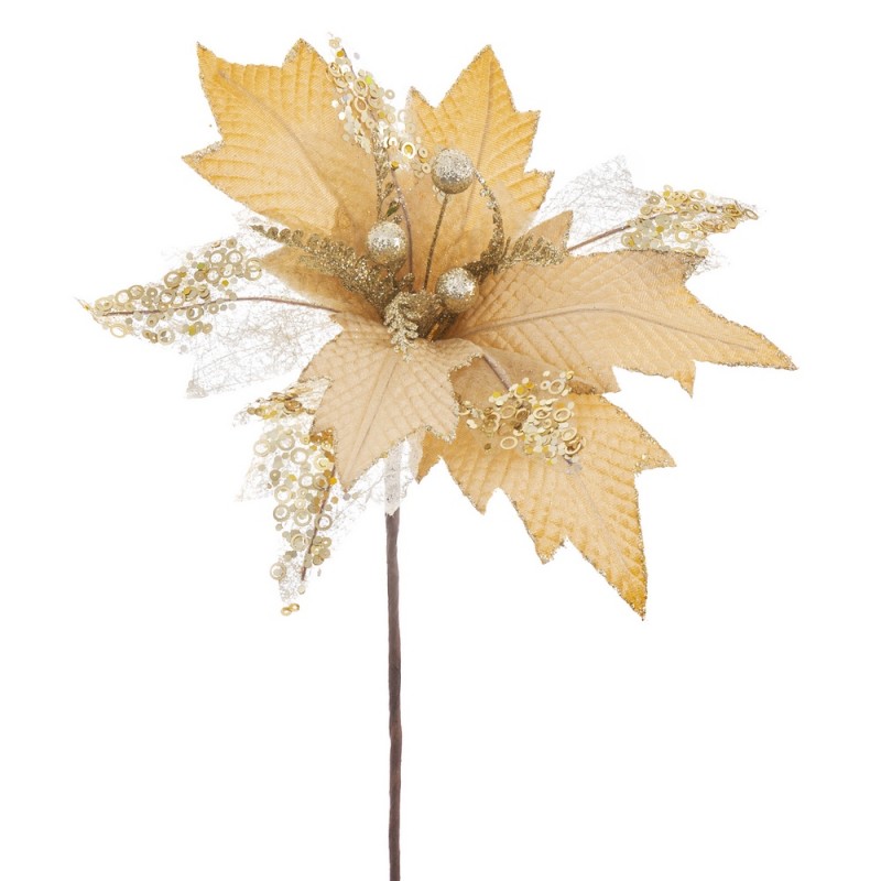 Flor poinsétia tecido ouro 30 x 60 cm