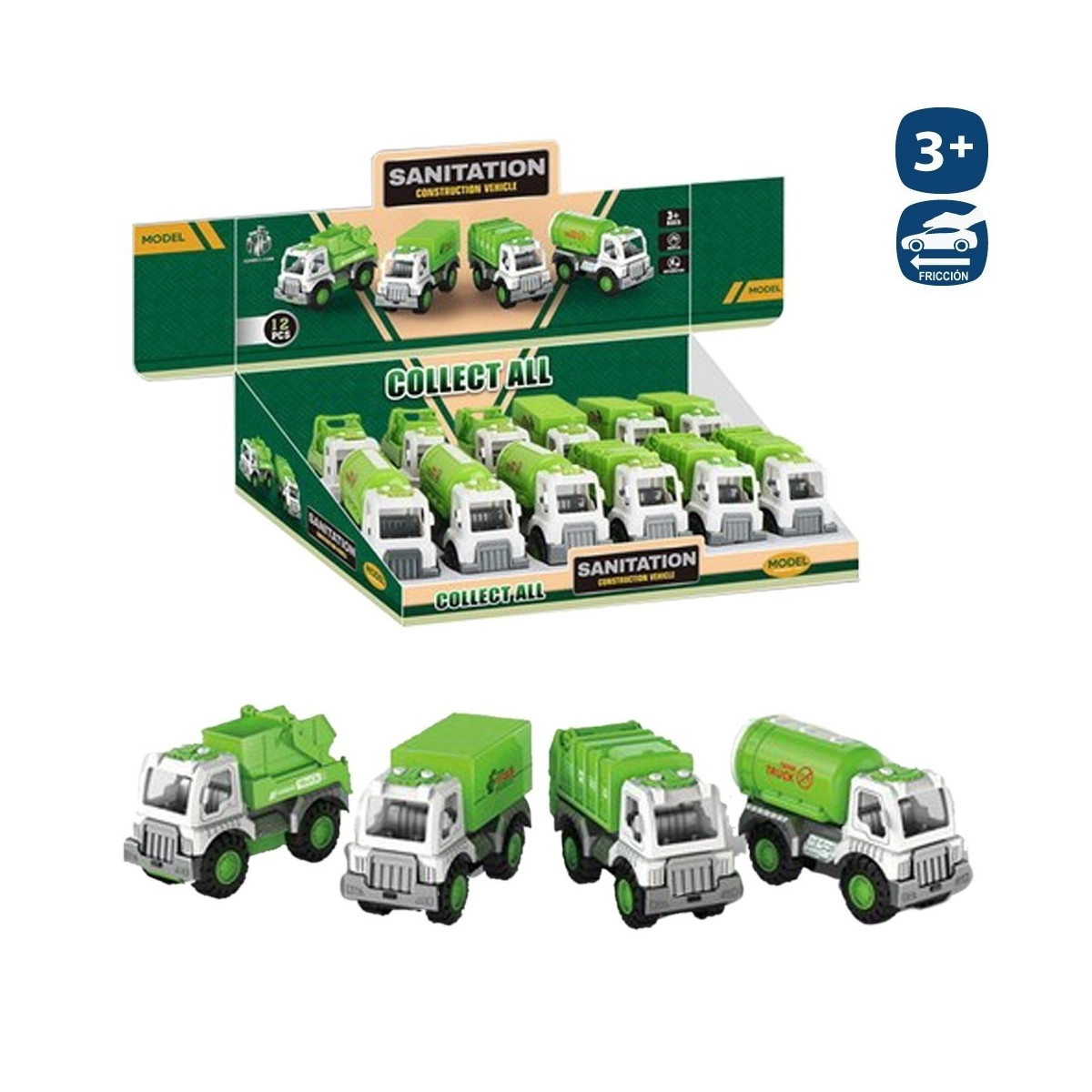 Caminhão de reciclagem fricção 4 m 13 cm