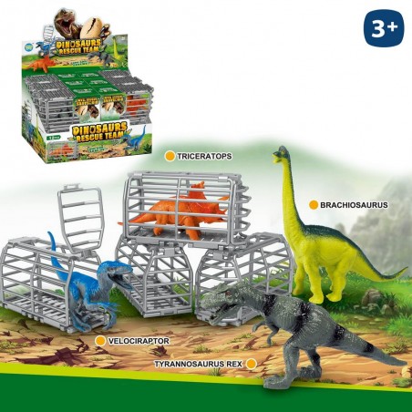 Dinossauro de brinquedo na gaiola
