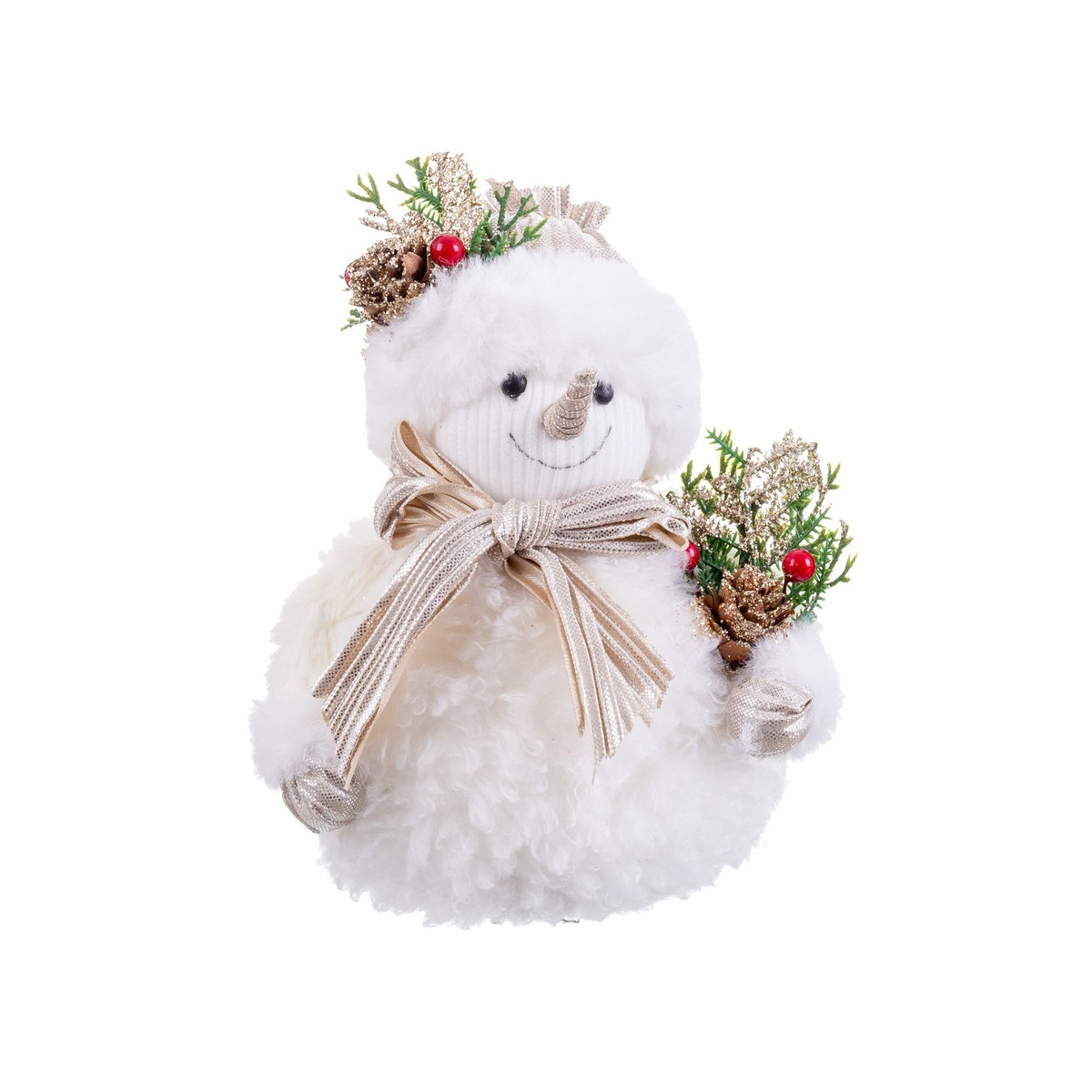 Boneco de neve com azevinho 15 x 11 x 18 cm