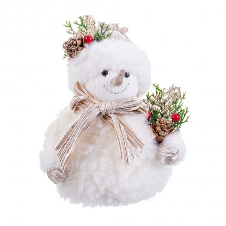 Boneco de neve com azevinho 15 x 11 x 18 cm