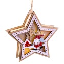 Estrela figuras com luz madeira 13,50 x 3,50 x 13 cm