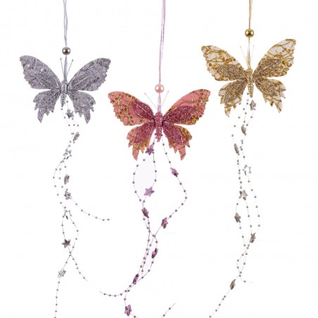 Pingente de borboletas com estrelas 3 c 45 x 12 cm