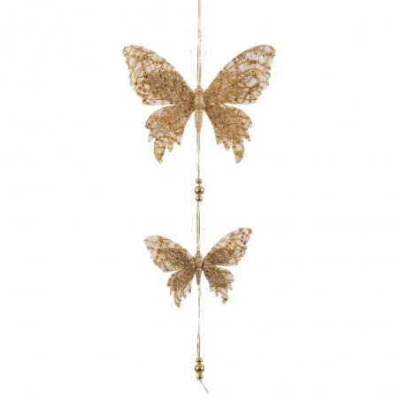 Pingente 2 borboletas de ouro 50 x 18 cm