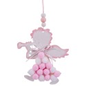 Colar anjo madeira rosa 23 x 9 cm
