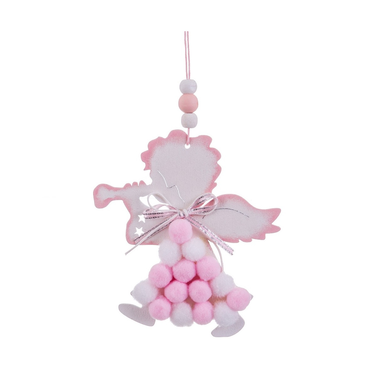 Colar anjo madeira rosa 23 x 9 cm