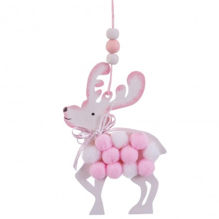 Pendente cervo madeira rosa 23 x 11 cm