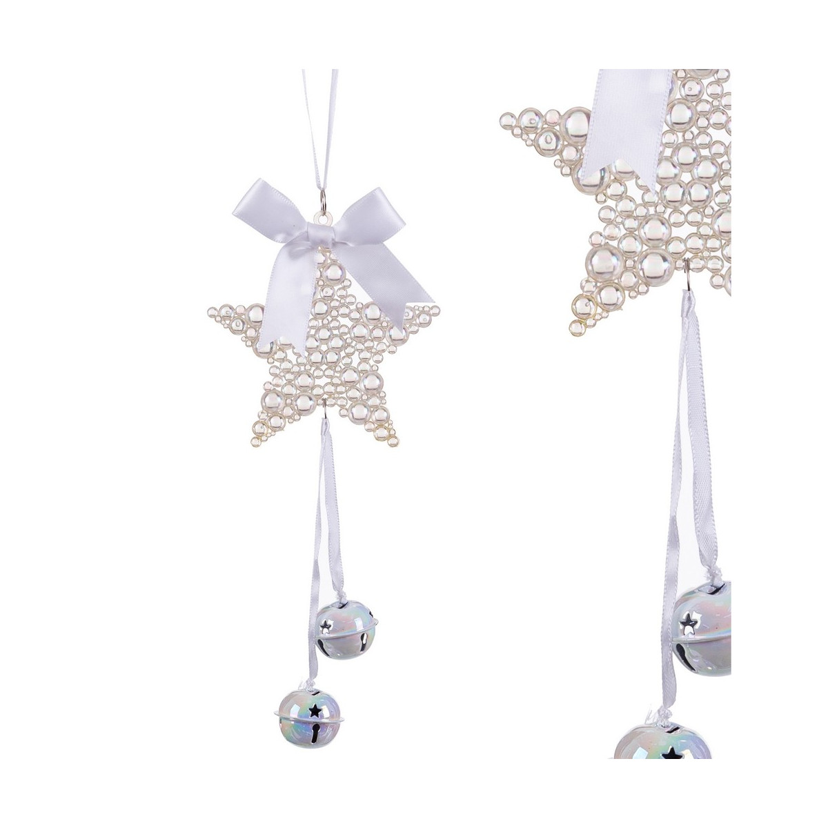 Pingente estrela sinos plástico 20 cm