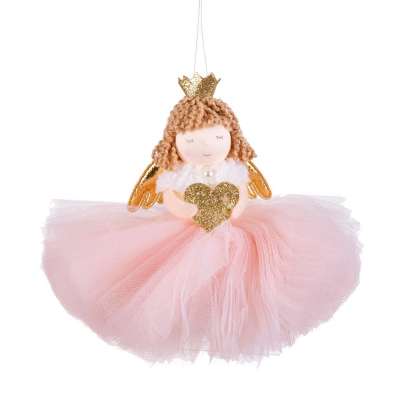 Colar boneca tecido rosa 16 x 16 cm