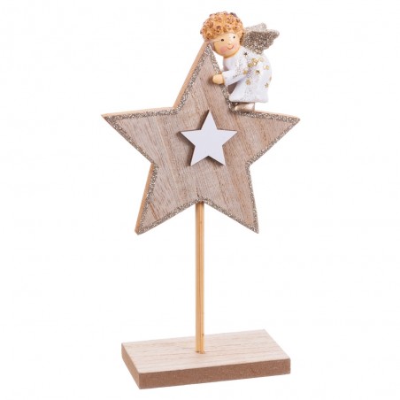 Base estrela com madeira de anjo 11 x 5 x 20 50 cm