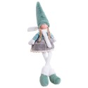 Boneca menina pernas tecido turquesa 15 x 9 x 45 cm