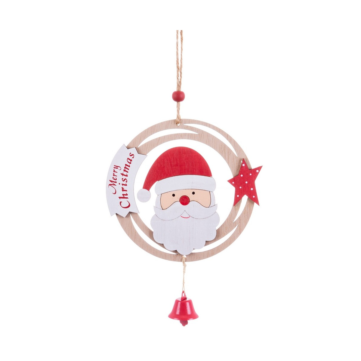 Colar círculo papai noel madeira 26 x 12 x 0,50 cm