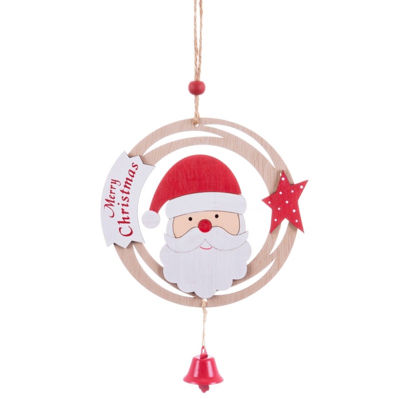 Colar círculo papai noel madeira 26 x 12 x 0,50 cm