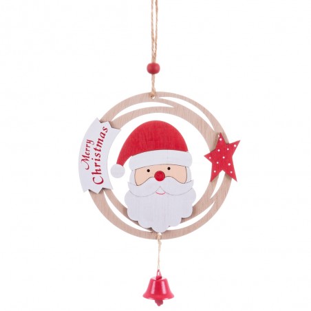 Colar círculo papai noel madeira 26 x 12 x 0,50 cm