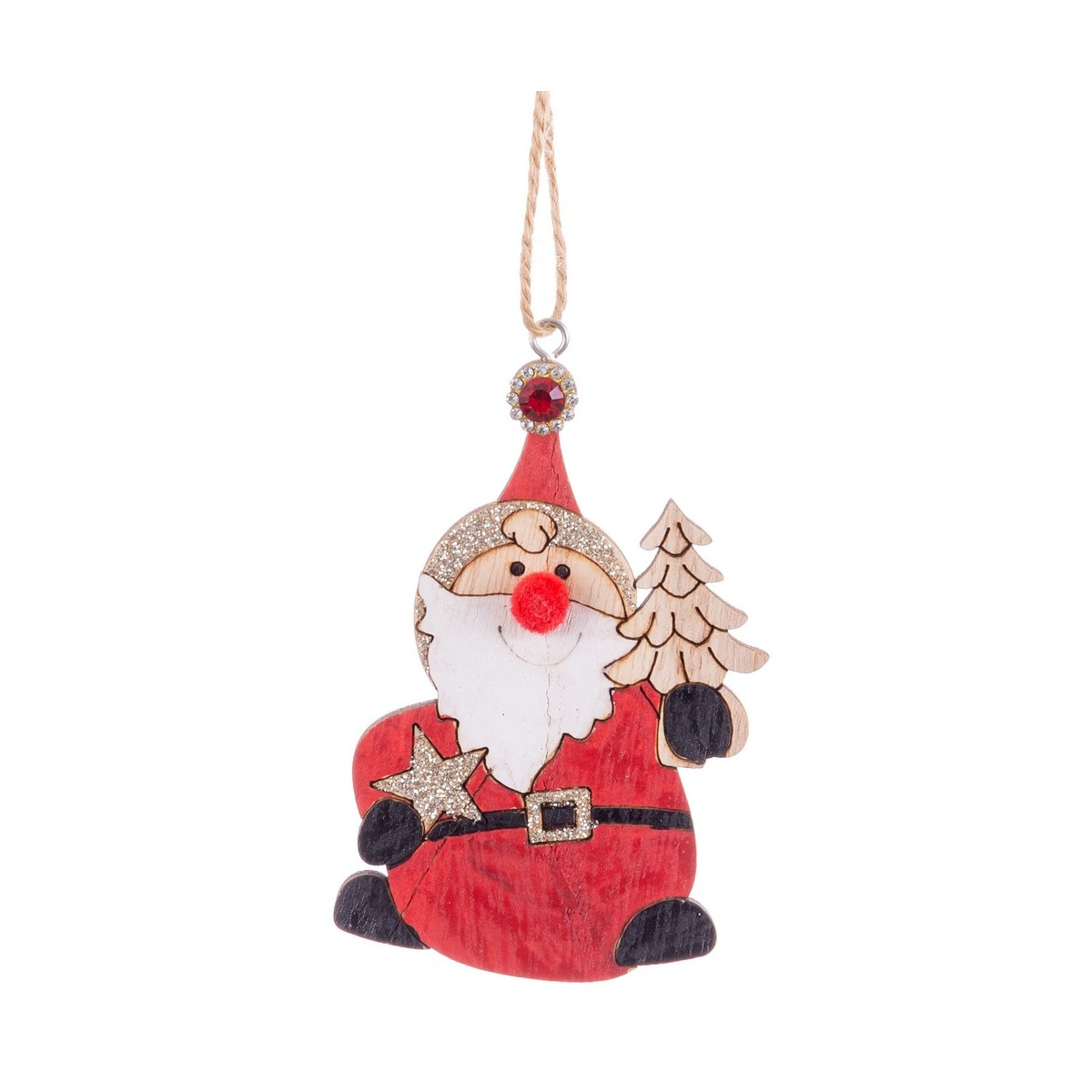 Pendurado papai noel madeira 6,50 x 10,50 cm