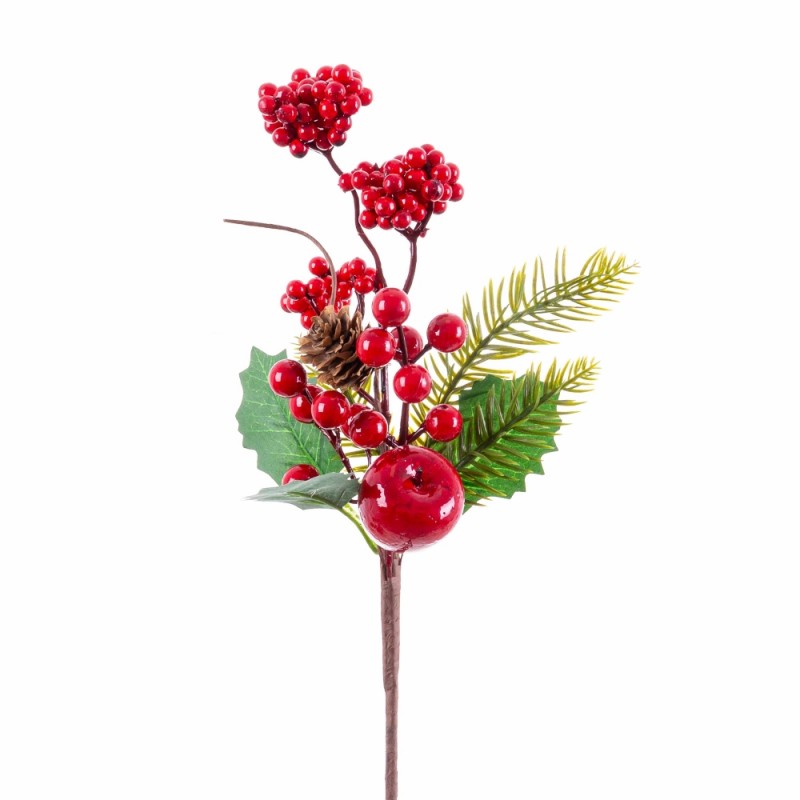 Ramo de azevinho, folhas e maçã 31 cm