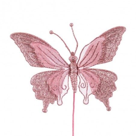 Borboleta de tecido rosa 10 cm