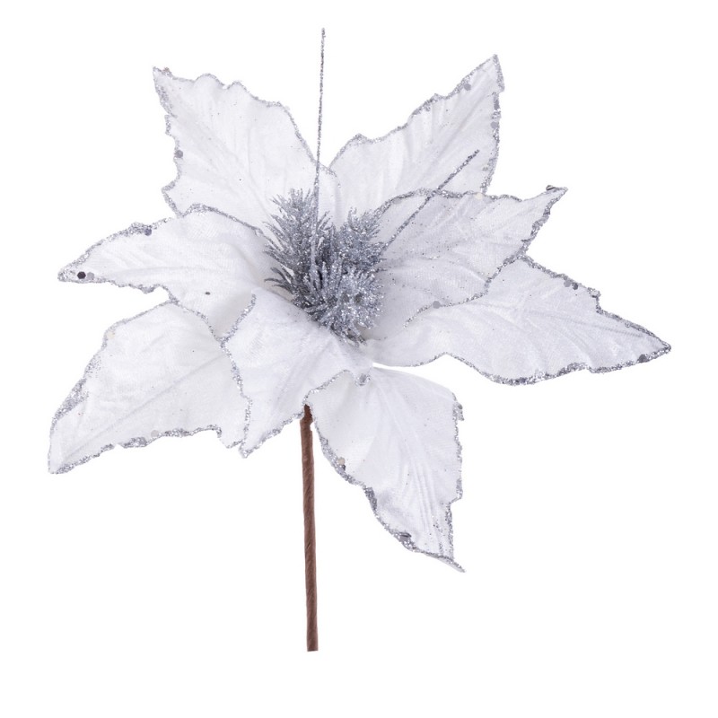 Poinsettia tecido branco 31 x 36 cm
