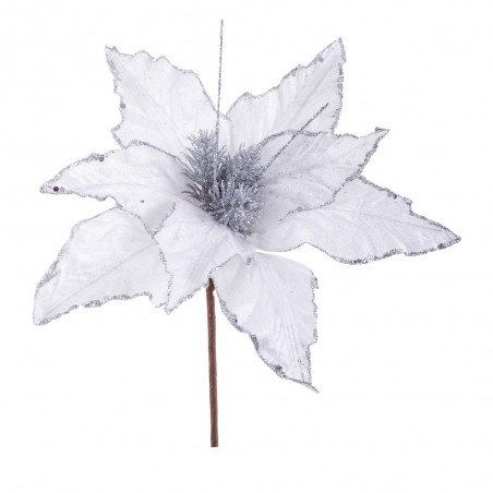 Poinsétia tecida branca 31 x 36 cm