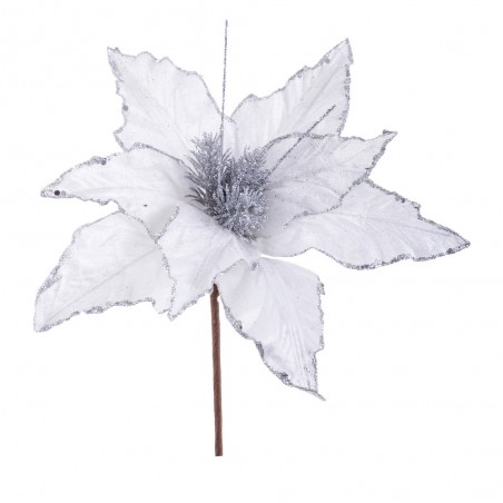 Poinsettia tecido branco 31 x 36 cm
