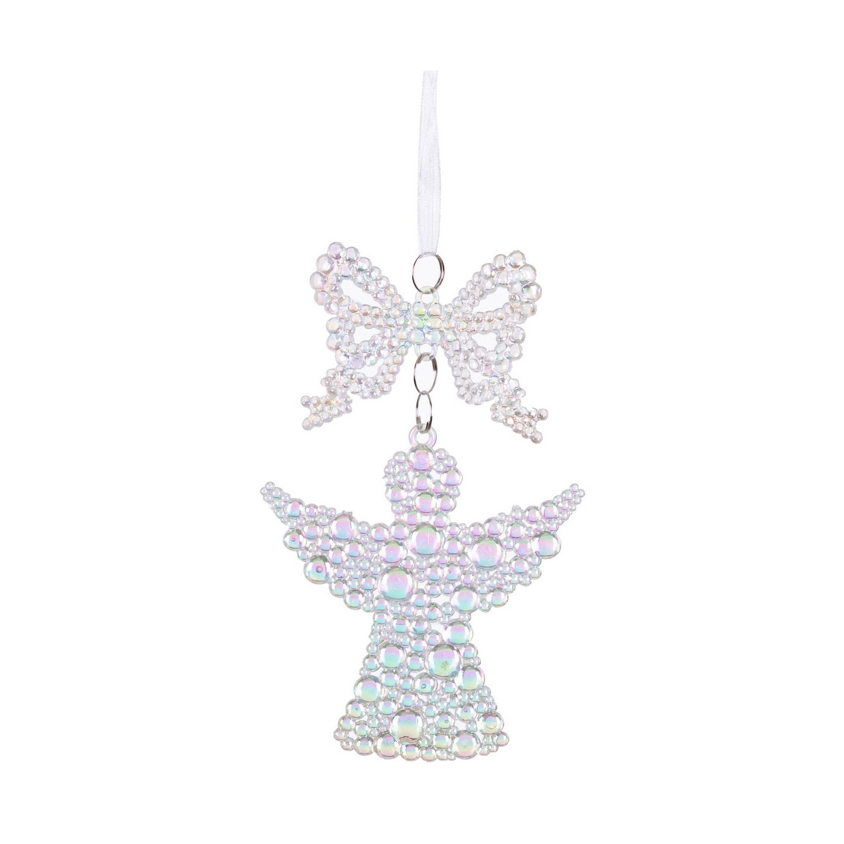 Pingente laço anjo plástico 16 x 9 cm