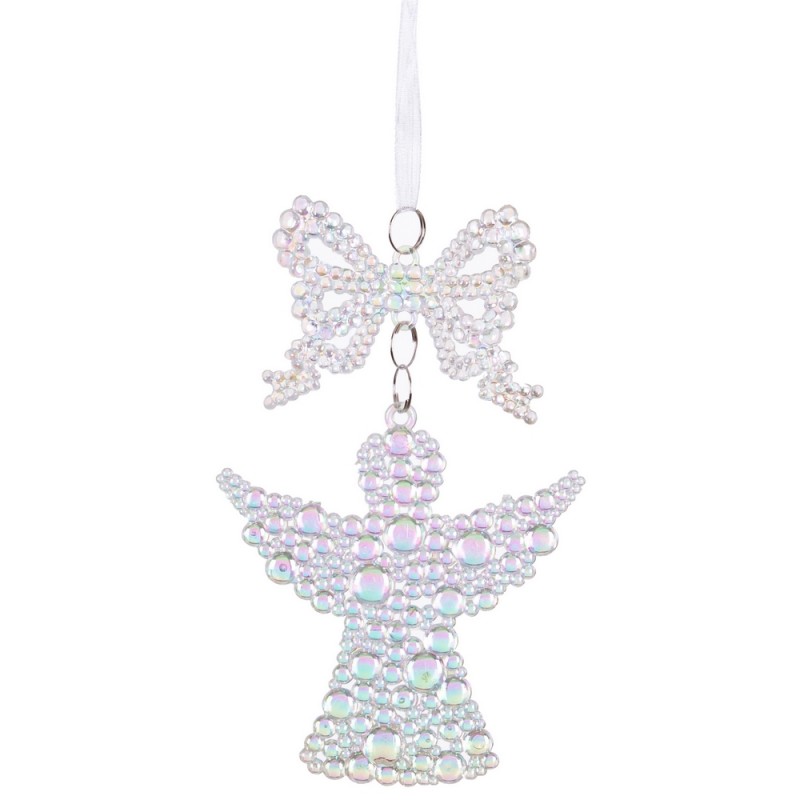 Pingente laço anjo plástico 16 x 9 cm