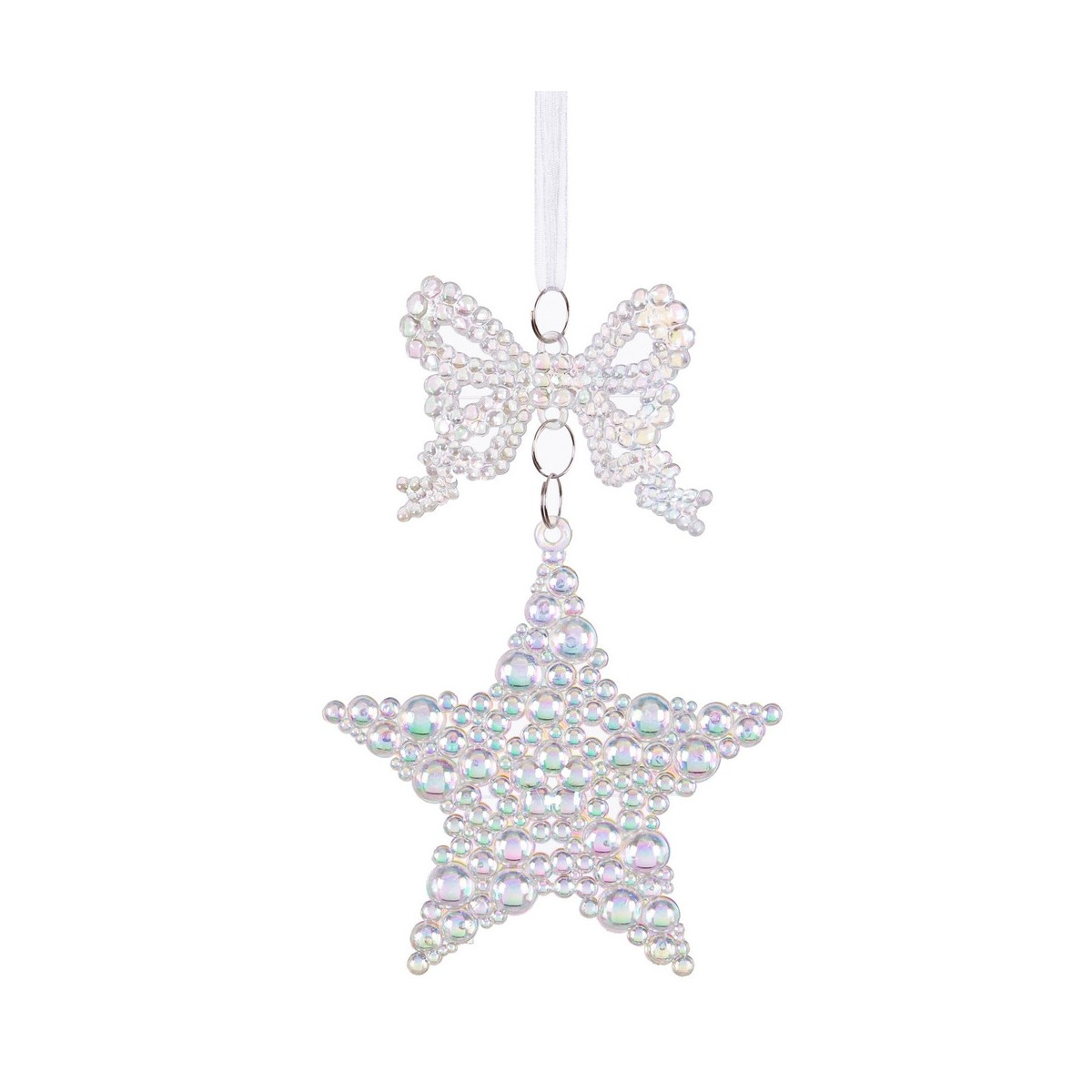Pingente laço estrela plástico 16 x 6 cm