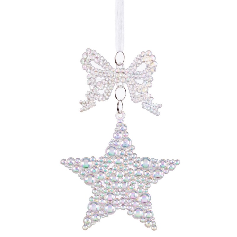 Pingente laço estrela plástico 16 x 6 cm