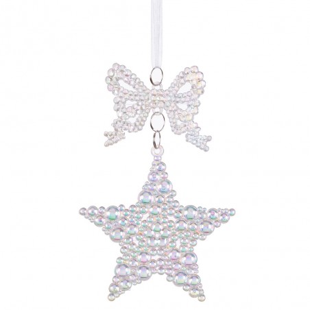 Pingente laço estrela plástico 16 x 6 cm