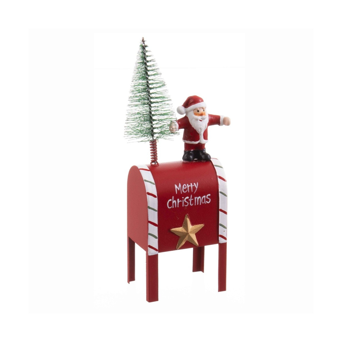 Caixa de correio árvore e papai noel metal 5,50 x 4 x 17 cm