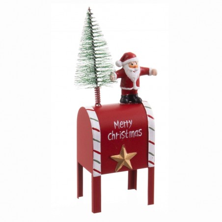 Caixa de correio árvore e papai noel metal 5,50 x 4 x 17 cm