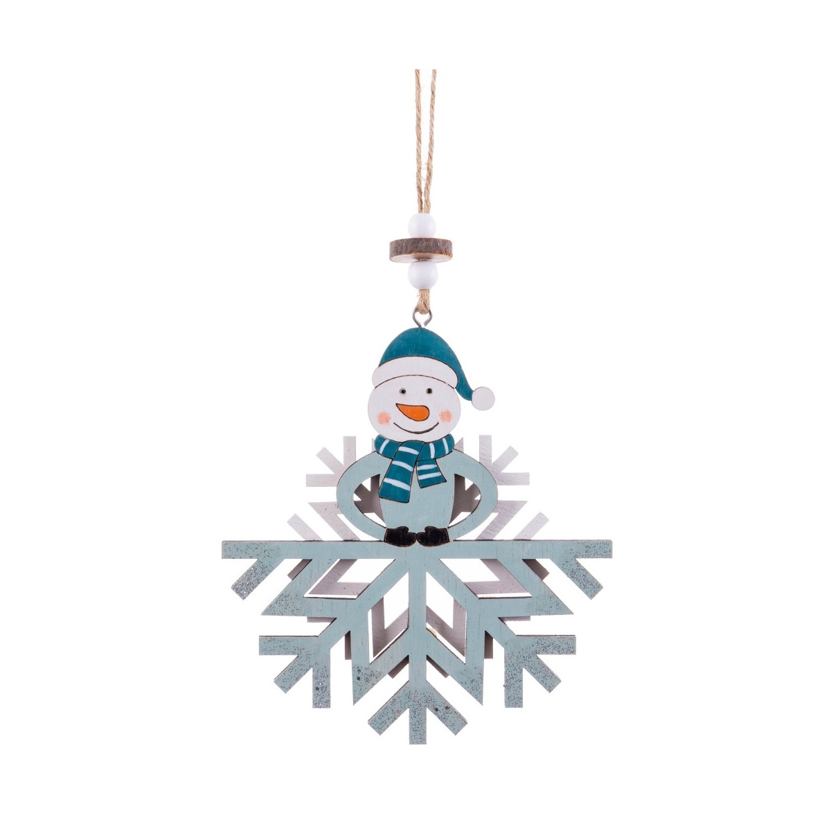 Pingente boneco de neve madeira 14 x 12 x 0,70 cm