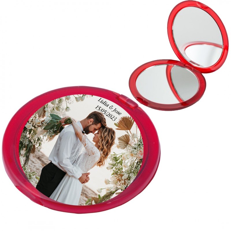 Espelho personalizado colorido com foto e texto para casamentos, batizados, comunhões, aniversários ou fins comerciais.