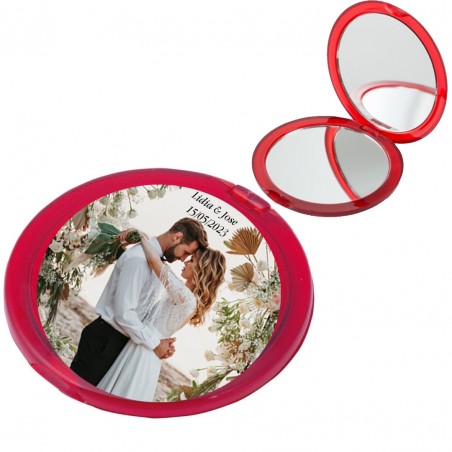 Espelho personalizado colorido com foto e texto para casamentos, batizados, comunhões, aniversários ou fins comerciais.