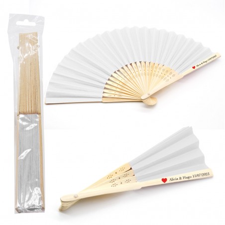 Leque de bambu personalizado com adesivo de design de...