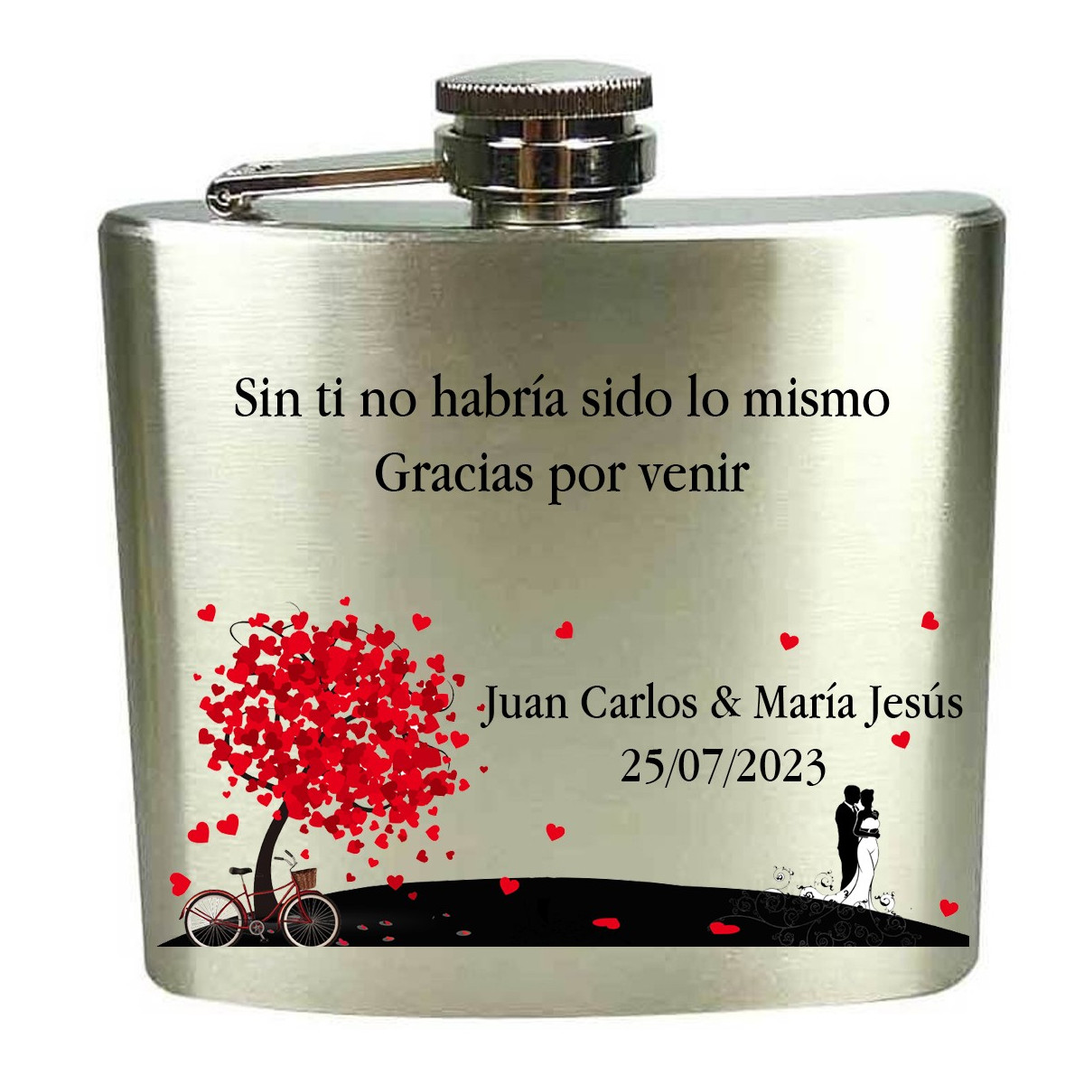 Frasco para casamento personalizado em full color com texto personalizado