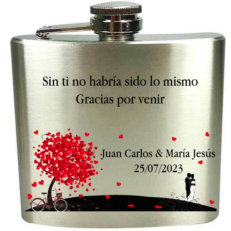 Flask para casamento personalizada em cores com texto personalizado