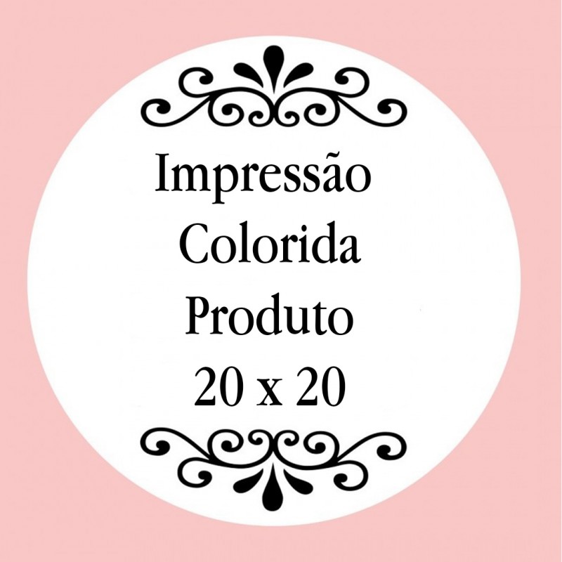 Personalização com impressão digital com texto colorido, foto ou logotipo medindo 20 x 20 cm