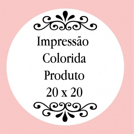 Personalização com impressão digital com texto colorido, foto ou logotipo medindo 20 x 20 cm